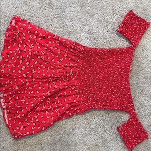 Smocked off the shoulder romper.